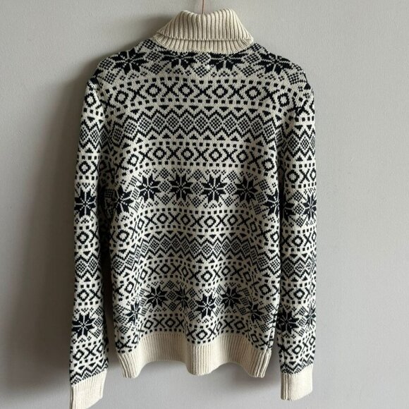 H&M Womens Winter Geometric Print Turtleneck Sweater Black Off White Sz Medium - Picture 8 of 8